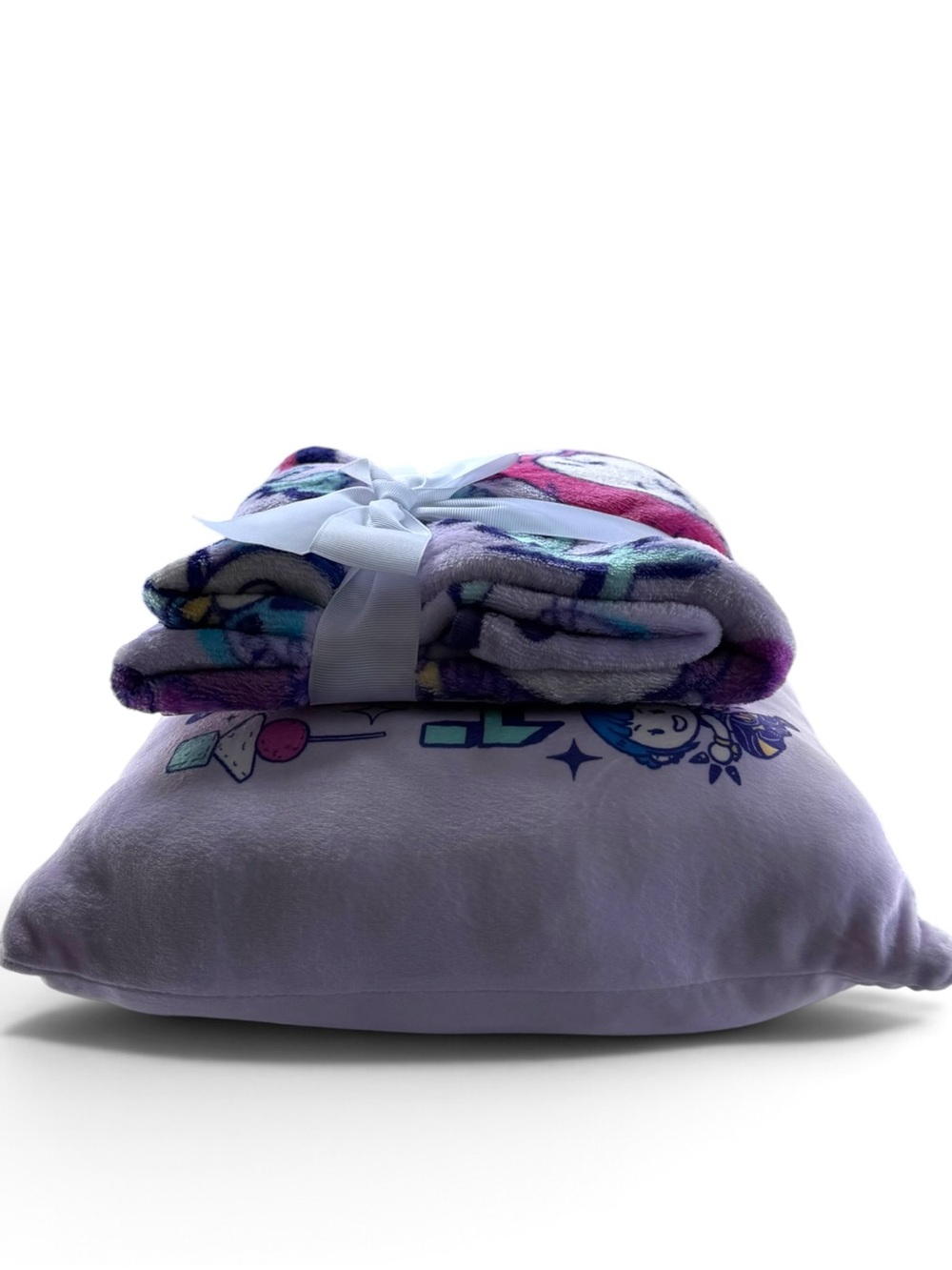 Netflix Purple Cartoon Throw Blanket and Pillow Set